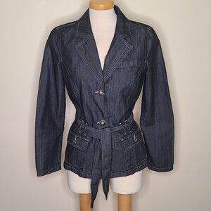 Baccini Denim Belted Blazer - Medium